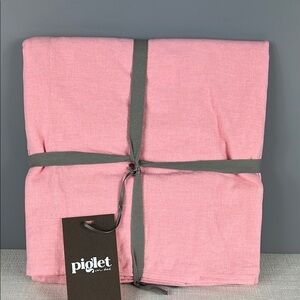 Piglet in Bed Square Linen Blend Pillowcases Pink Bloom 25.5 x 25.5 Set of 2 NEW